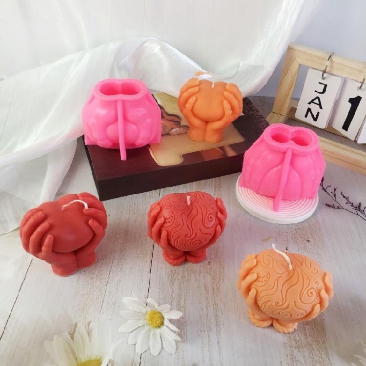 Hand Holding Heart Candle Mold 3D Heart Shape Candle Silicone Mold DIY Soap Mold