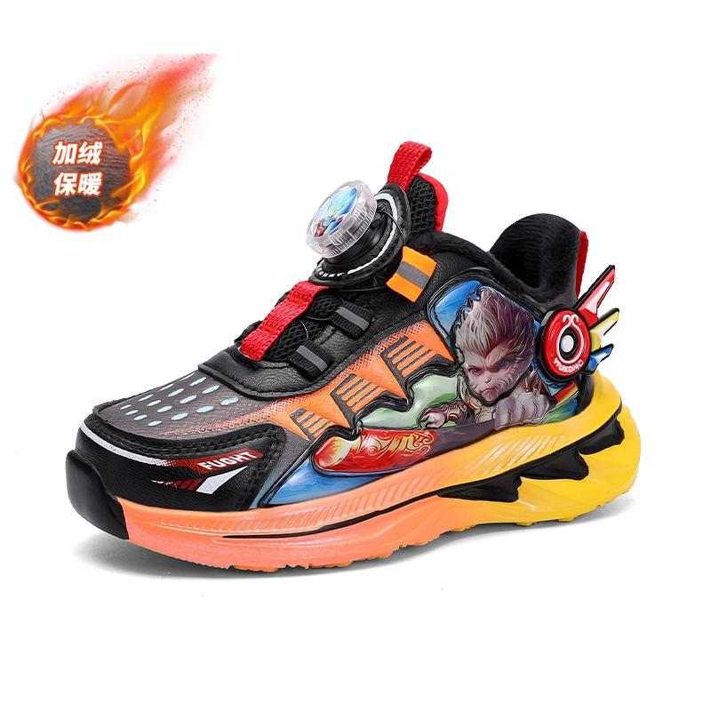 

Спортивная обувь для мальчиков, осенне-зимние новые детские кроссовки с вращающимися кнопками, бархатные хлопковые туфли, баскетбольная обувь для мальчиков начальной школы 39