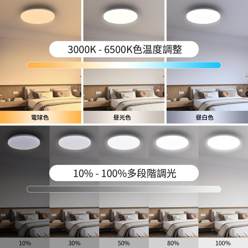 NAONE LED Ceiling Light, 6-tatami mat (approx. 6 tatami mats), 4000lm, Dimmable, Color-Adjustable, Miniature Night Light, Timer & Memory Function,