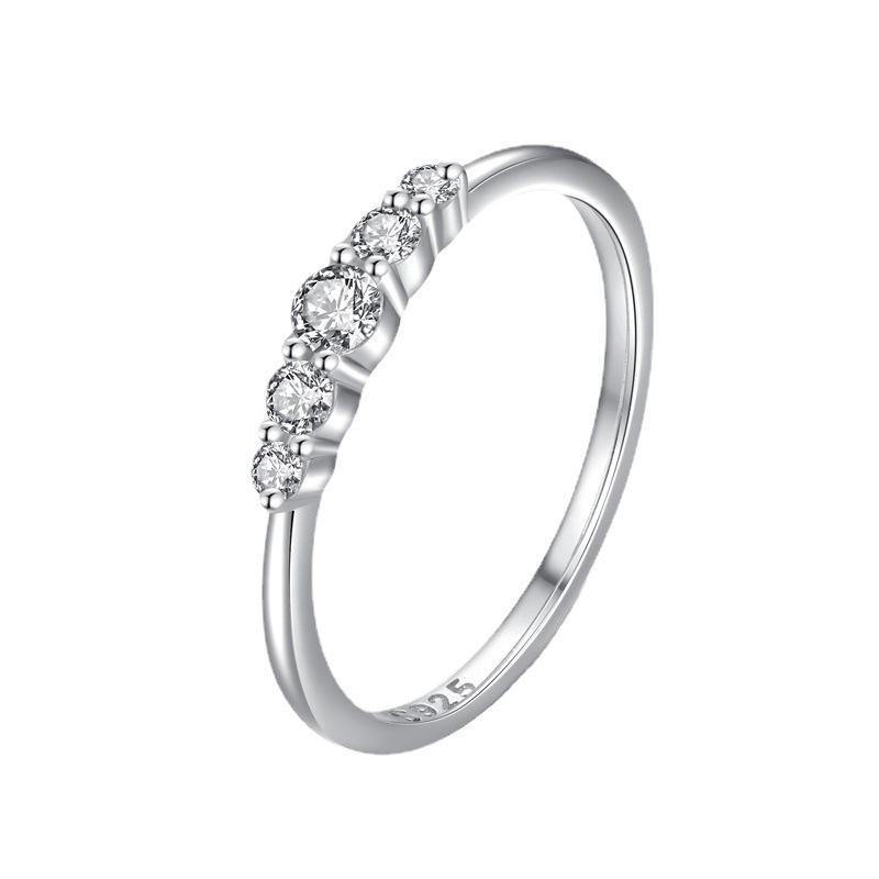Ada Jewelry 925 Sterling Silver Joyeria Fina Womens Rhodium Plated Zircons Eternity Band Ring 5