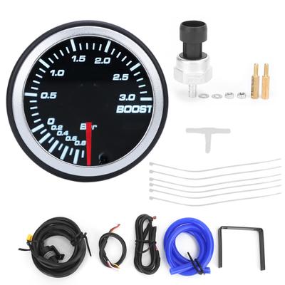 2in 12V Turbo Boost Meter 13Bar Display Range 10 Colors Backlight Red Pointer with Sensor