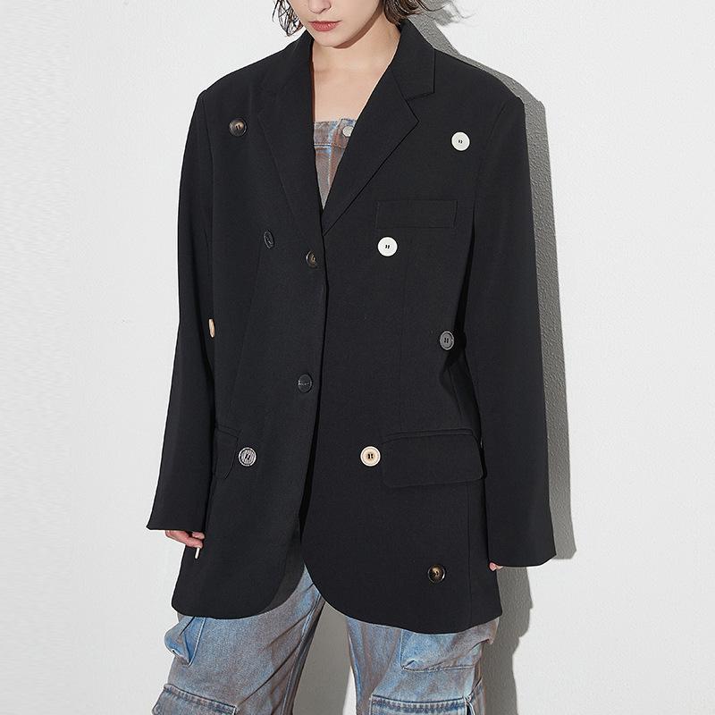 European-American Commuter Suit Collar Long Sleeve Button Stitching Women's Jacket, Pure Design, 2025 Fashion