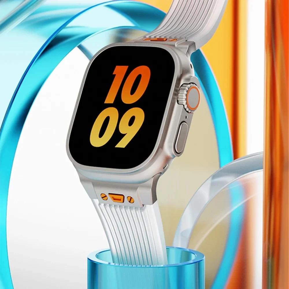 Silikonový sportovní řemínek pro Apple Watch Band řady 9 8 7 6 5 4 SE Ultra 2/1 49mm 45 44 42 41 40 38mm Gumový náramek Correa Pás
