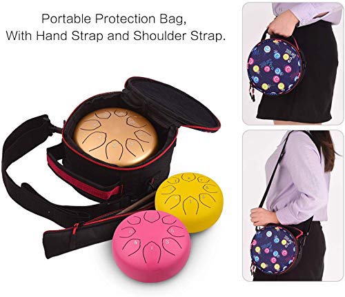 Musfunny 6-inch 8-Note Steel Tongue Drum with Musical Instrument, Percussion, Music Sheet Music, Mallets, and Storage Bag - Steel Drum for Music Educa