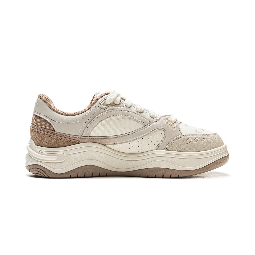 Li Ning Planet Cushioning Slip Resistant Abrasion Resistant Height Increasing Low Top Casual Shoes Women's Oat Gray AGCV260-2