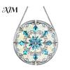 Durable Acrylic Holiday Signage Christmas 2D Hanging Ornaments, Stained Glass Style Snowman Santa Snowflake Colorful Window Decorations Hanger