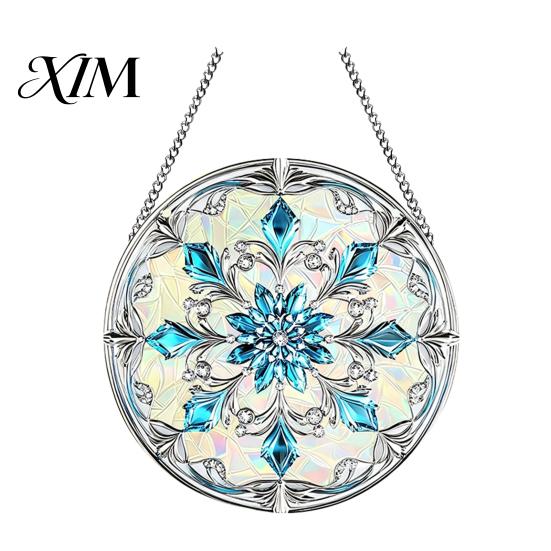 Durable Acrylic Holiday Signage Christmas 2D Hanging Ornaments, Stained Glass Style Snowman Santa Snowflake Colorful Window Decorations Hanger