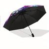 Automatic Open/Close Umbrella with Wolf & Roses Design - Compact Travel Umbrella, Windproof 8-Rib Shaft, One-Touch Button, Por