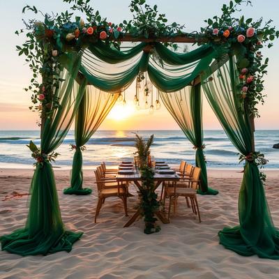 Sheer Chiffon Curtain Drapes Wedding Arch Draping Fabric Curtain Mesh Elegant Decor for Wedding Ceremony Birthday Party Versatile Background