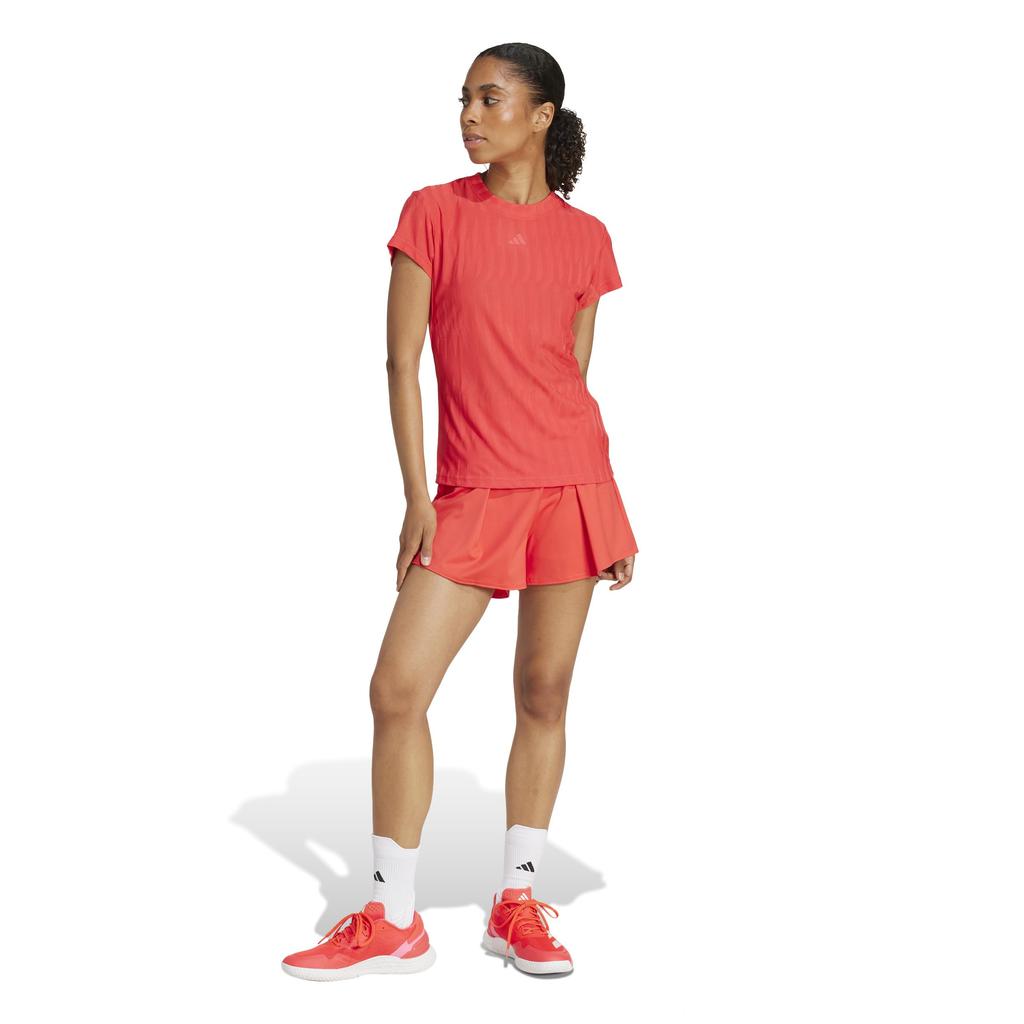 Adidas Freelift Short Sleeve Tennis Red Women's ClimaCool+ T-Shirt, KVG94, Semi-Silent (JD4284)