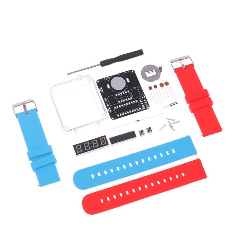 1Set Diy Electronic Watch Kit Led Digital Tube Display Creative Soldering Project Transparent Case Diy Kit (Without Battery)
