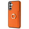 For Samsung Galaxy S23 FE Finger Ring Kickstand Phone Case PU Leather+TPU Card Holder Cover