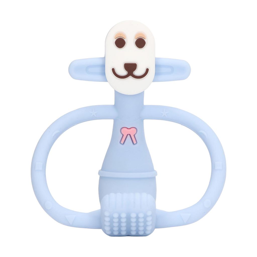 Baby Teething Toy Chewing Teether Monkey Shape Food Grade Silicone Set Kit for Infant Blue