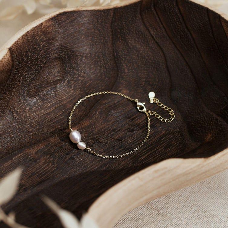 18K Gold Size Oval Imitation Pearl Bracelet Clip Gold Bead Stainless Steel Chain Adjustable Hand Jewelry