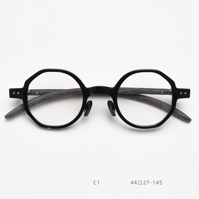 Vintage Round Anti Blue Light Reading Glasses Men Women Fashion Polygon Wood Grain Small Frame Lightweight Eyeglasses Plus +2 +5