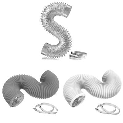 Tubo Flessibile Regolabile in PVC Robusto per Condotto d'Aria di Essiccatore con 2 Fascette a Vite per Ventilazione HVAC