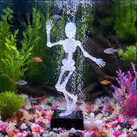Accessori Subacquei per Halloween Scheletro Danzante Bolla Decorazione Acquario, Pesce Pneumatico Mobile Ornamentale Vasca Pesci Flusso d'Aria Bolle Regolabile
