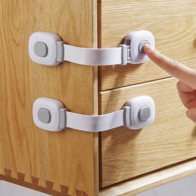 2Pcs Child Safety Locks Self Adhesive Wear-resistant ABS Infant Safety Drawer Latches Furniture Strap Locks for Home