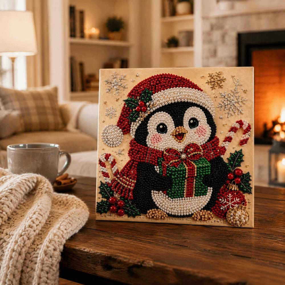 2D Flat Christmas Craft Kit Wood Framed Living Room Wall Art DIY Painting Kit Home Decor