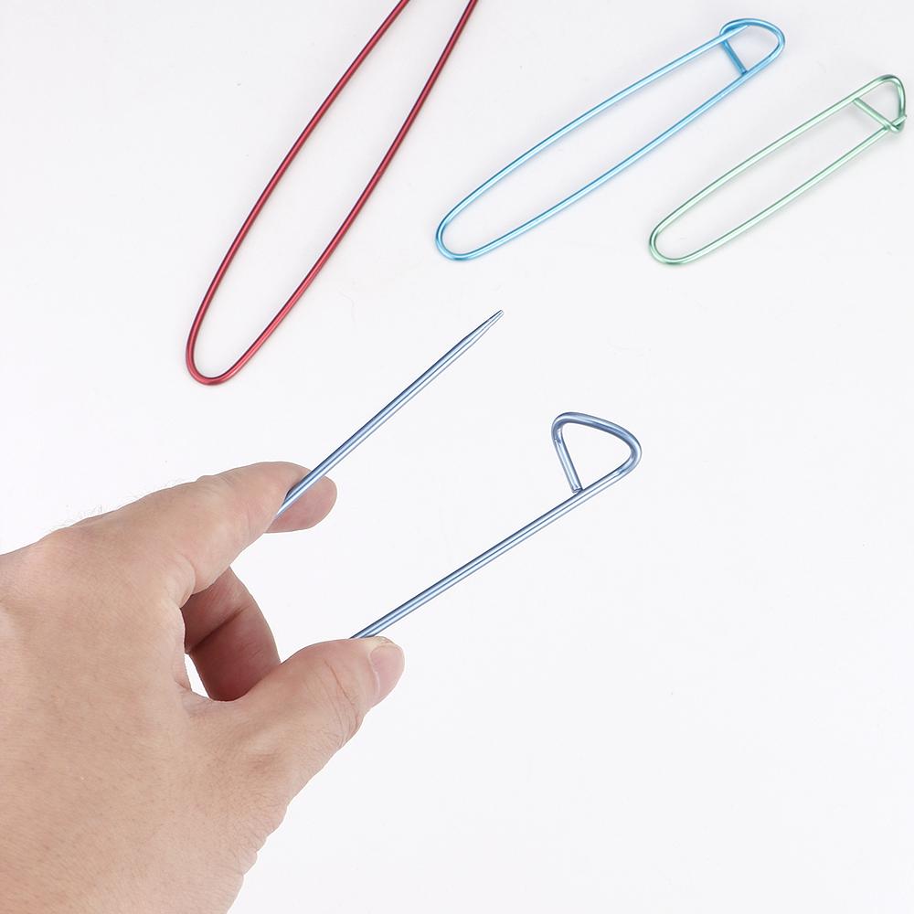 10pc Random Color Aluminum Anti-Sewing Pins, Colorful Sweater Markers, Anti-Sew Large Bows Pins, Sweater Weaving Marking Tool