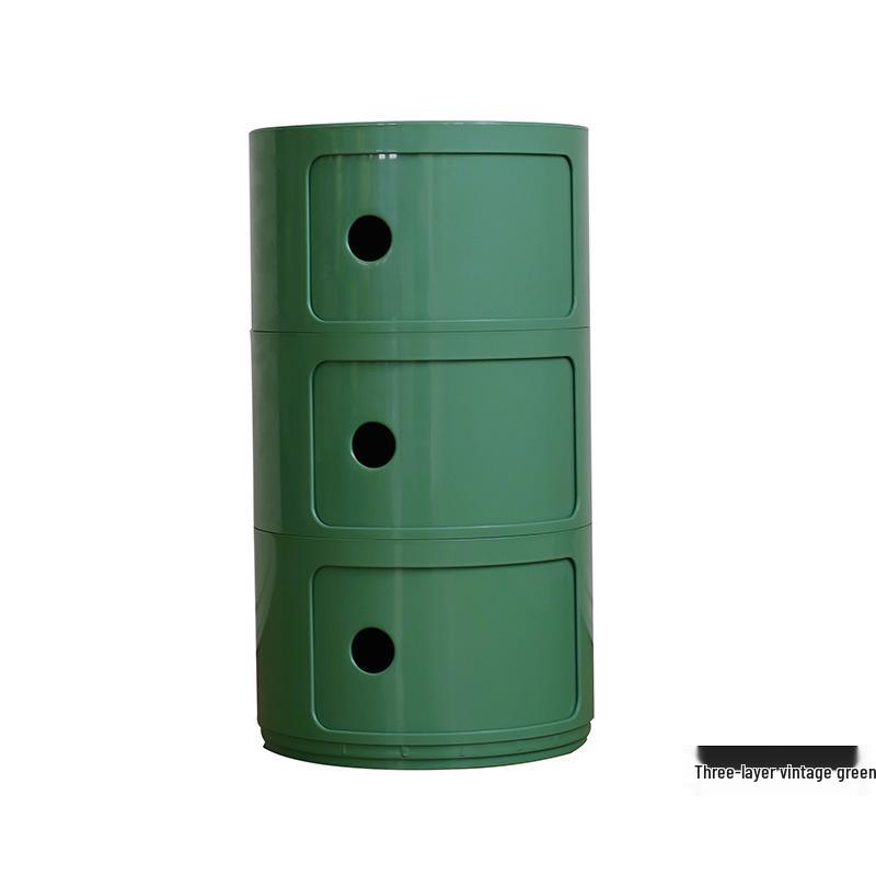 Nordischer runder weißer minimalistischer Nachttisch - Moderner Mini-Seitenkasten aus Kunststoff