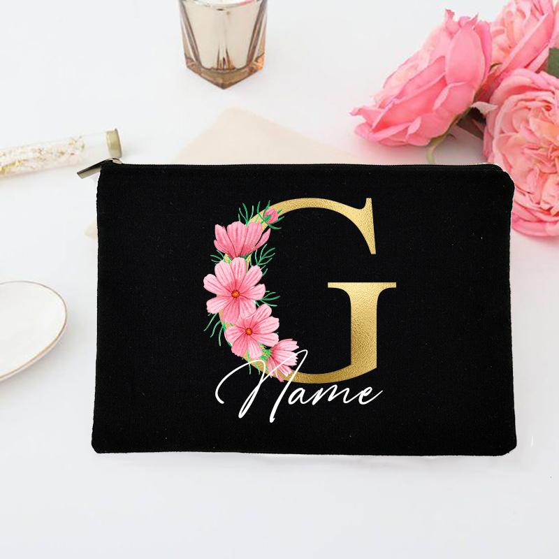 Personalized Makeup Bag Custom Initial with Name Bridal Cosmetic Case Monogram Toiletries Pouch Wendding Gifts for Bridesmaid