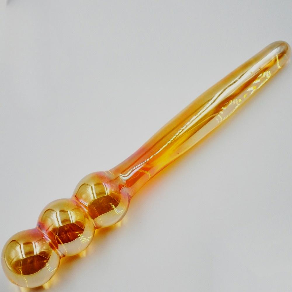 Gold Glass Wand Crystal Pyrex Crafts Jewelry Home Decoration Sex Toy