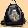 Schoolbag1011 National Style Embroidered Women's Backpack, Jixiang PU Waterproof Student Schoolbag, Support One Click