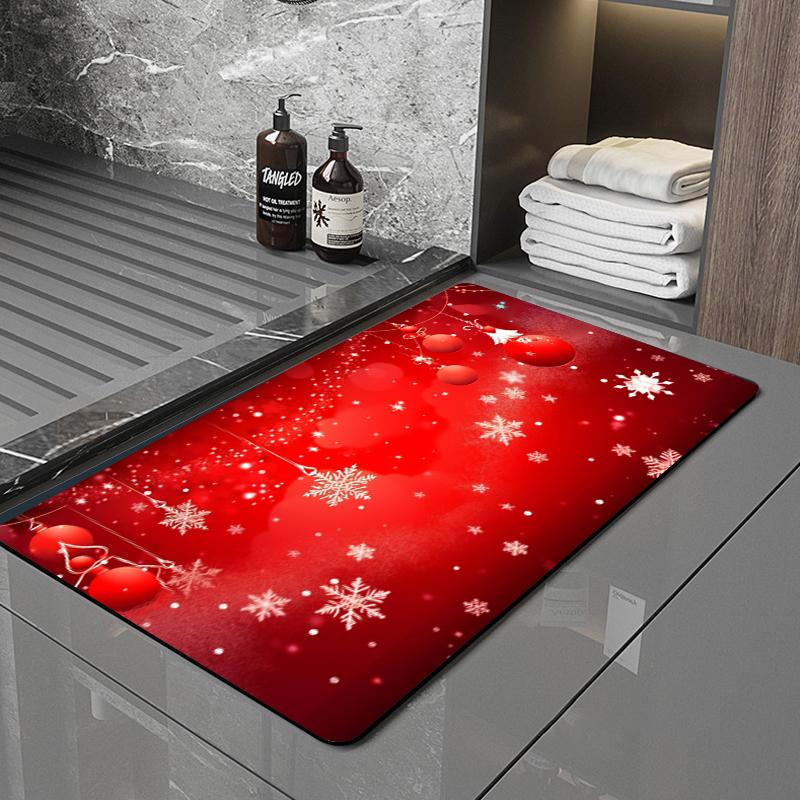 SANFAN Customizable Christmas Multipurpose Floor Mat Doorway Bath Mat Kitchen Mat