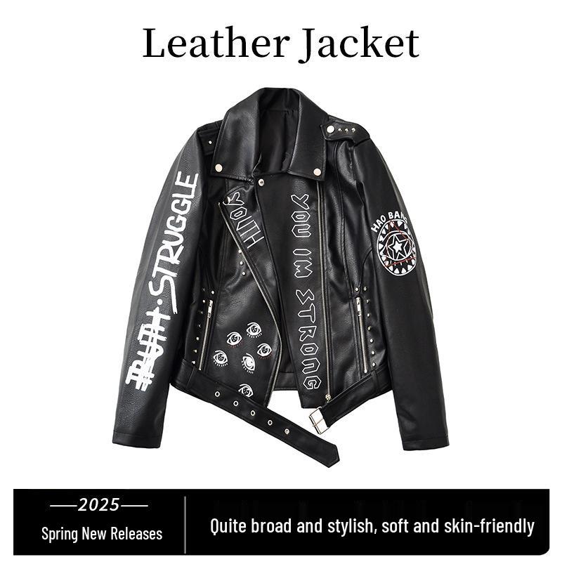Damen Motorradjacke 2025 Slim Fit aus PU-Leder - Koreanischer Stil Revers Outerwear