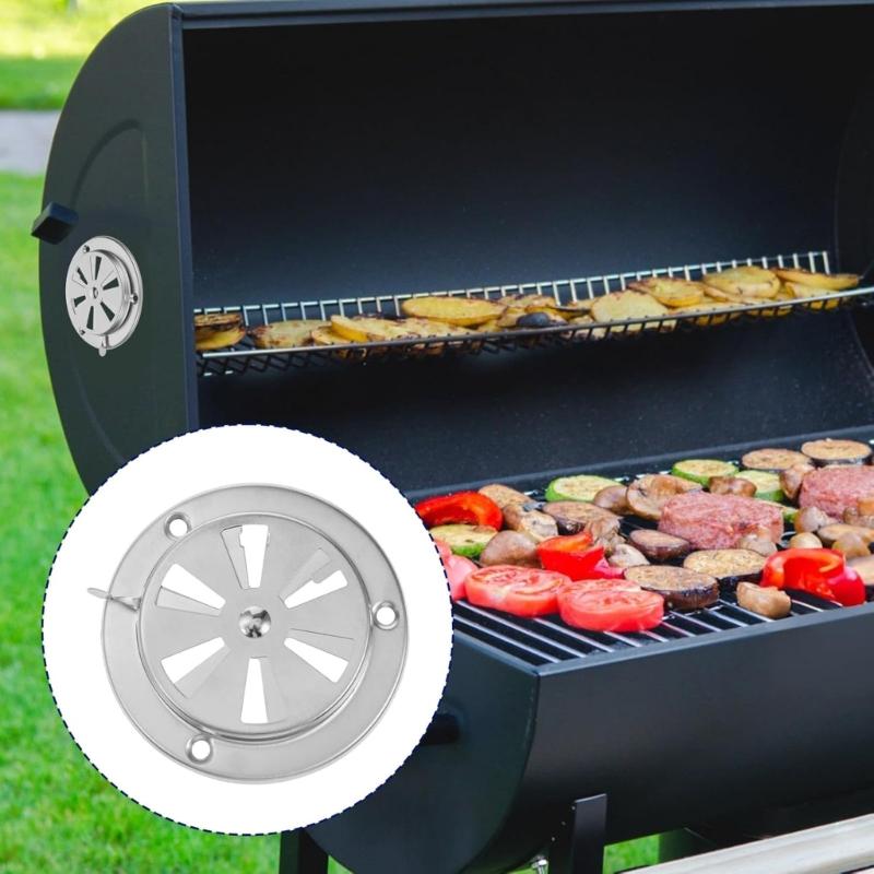 Pack de 2 Juegos de Compuertas Regulables de Acero Inoxidable para Rejillas de Ventilación para un Control Preciso de los Flujos de Aire en Hornos, Parrillas BBQ y Ahumadores