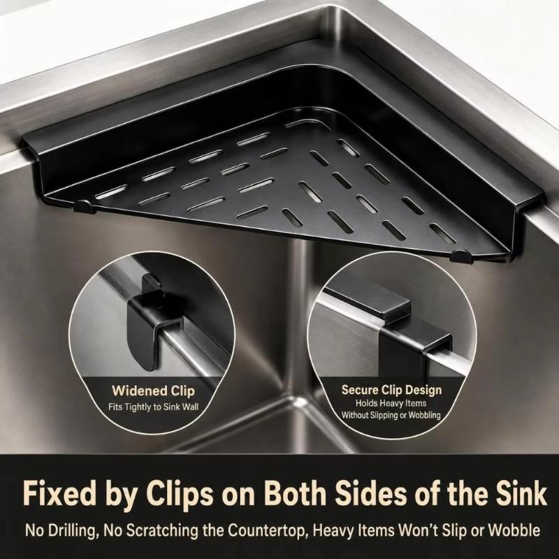 Durable Non-Slip Sink Dish Drying Rack Triangular Large Capacity Sink Sponge Rag Holder Sink Drainer For Kitchen Utensil