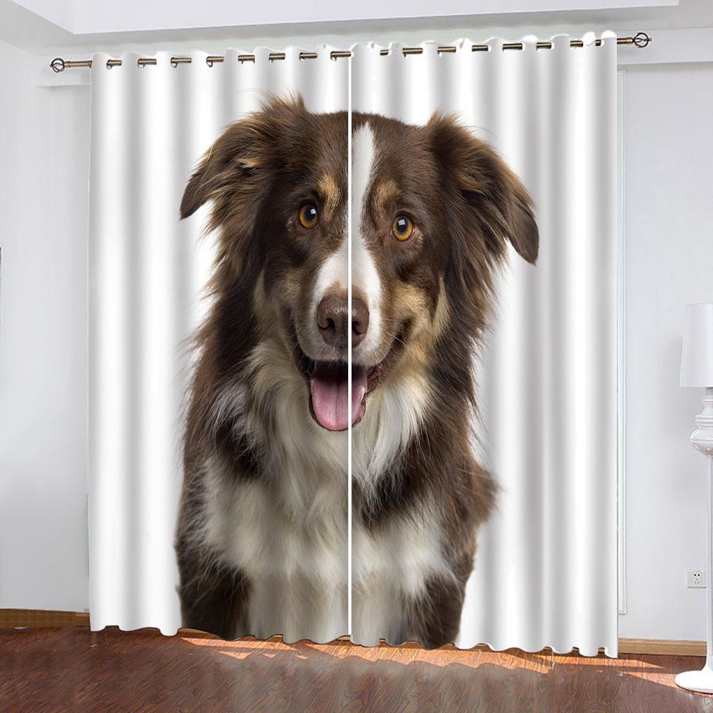 3D Animal Dog 2 Pieces Patterned Polyester Curtains, Bedroom Window Treatment, Luxury Curtains For Living Room Study Home