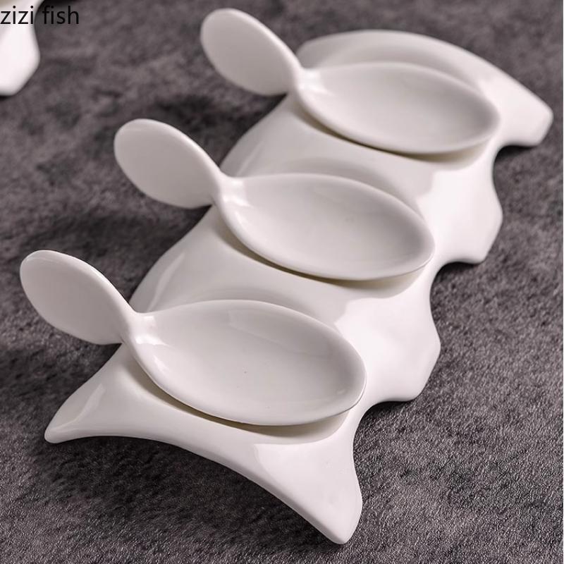 Ceramic Dining Plate Caviar Spoon Seasoning Dish Snack Bowl Dessert Plate Dim Sum Dish Sashimi Plates Fruit Bowl Sushi Plates