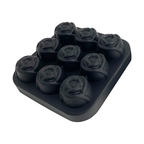 Rose Flower Silicone Ice Cube Tray 9-Cavity Square Mold for Chocolate Candy Flexible Non-Stick