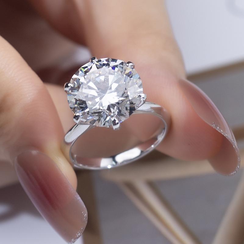 Messi Jewelry 18K White Gold Round Cut Lab Diamond Women Luxury Engagement Rings