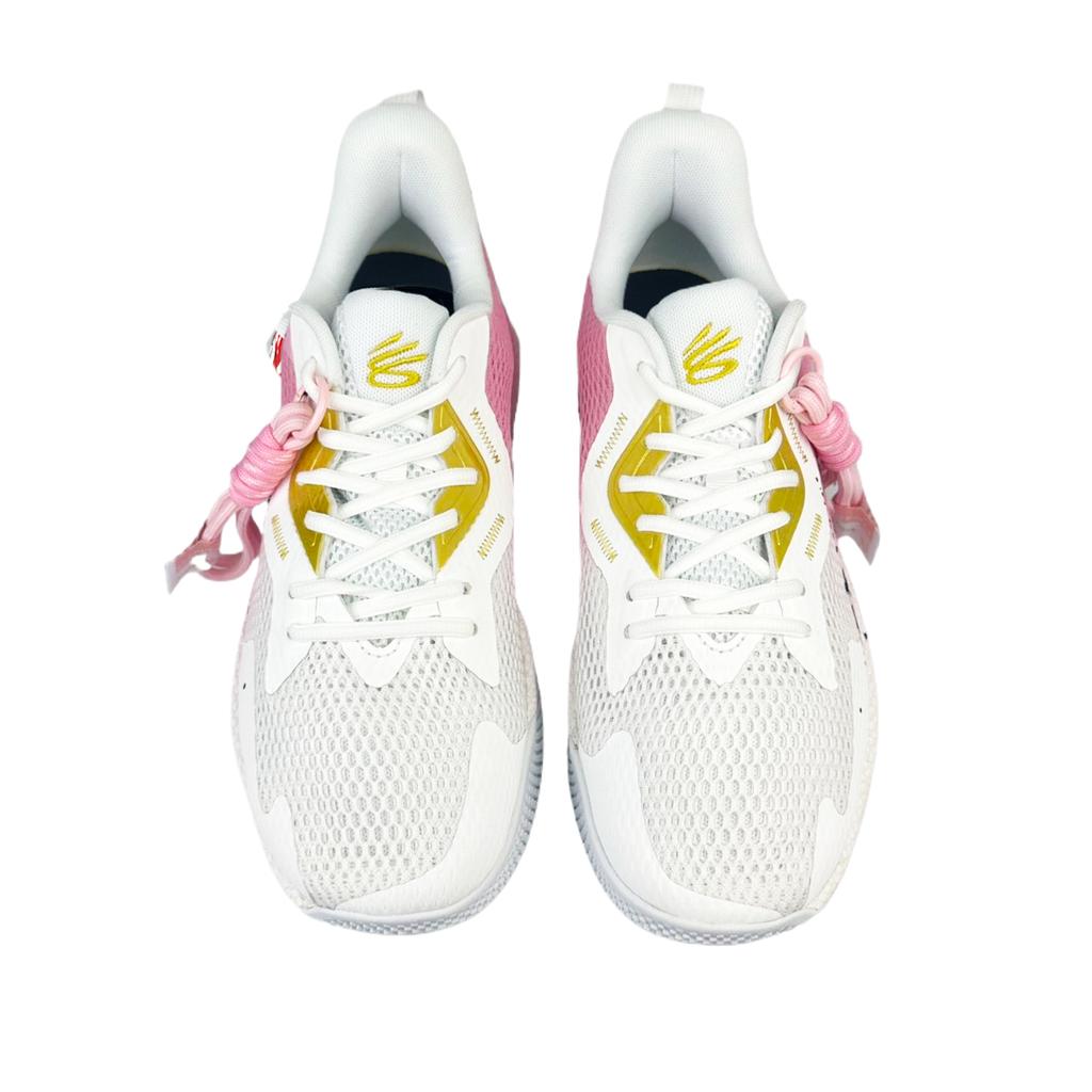 Under Armour Curry Splash 3 Slip Resistant Abrasion Resistant Low top Basketball Shoes Men's White Pink 3026275-101(Team40-)