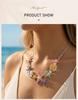 Ocean Necklace Colorful Starfish Seashell Multi Charm Silver Color Jewelry Mermaid Style Summer Beach Vacation Necklace Gift