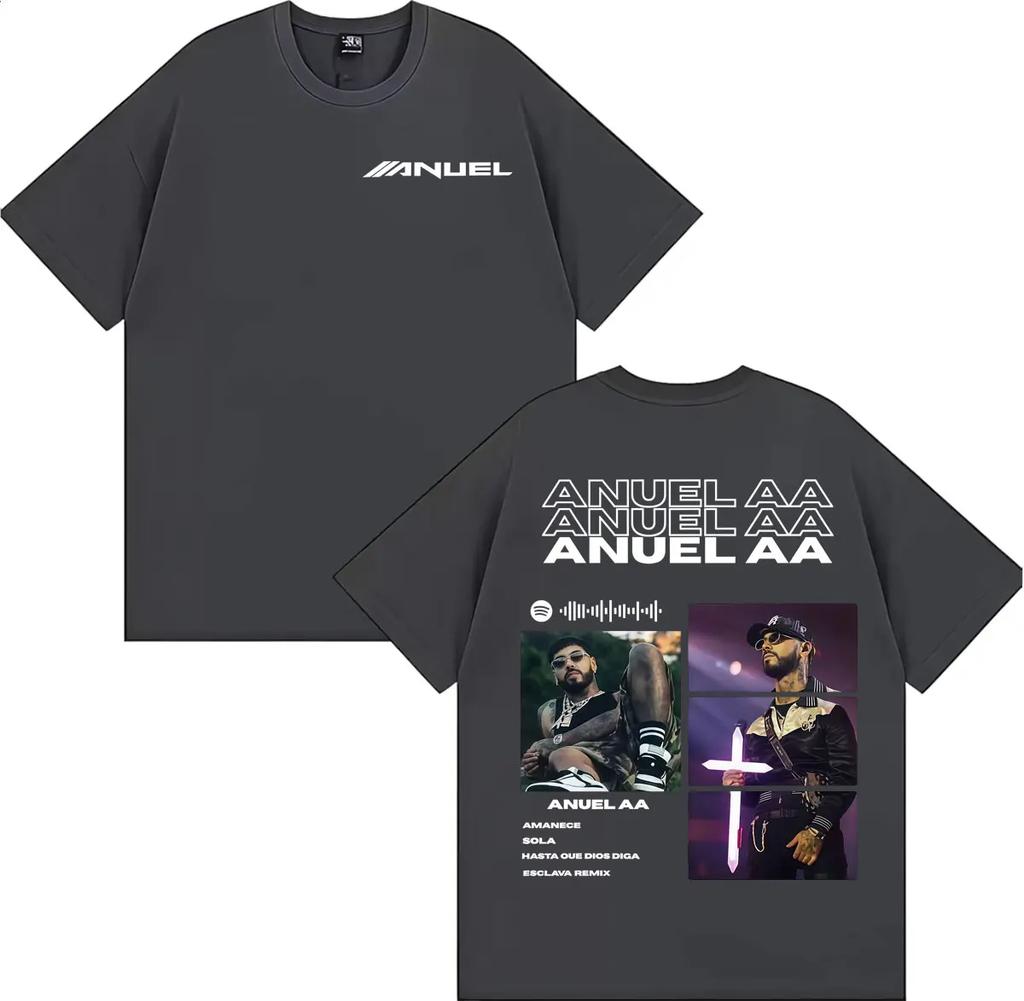 Anuel AA Real Hasta La Muerte 2026 Tour Cover T-shirt Men Women Fashion Retro Oversized T Shirts Summer Tops High Quality Tshirt
