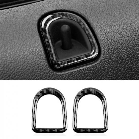 Inner Door Lock Pins Frame Trim Sticker For Ford Mustang 2009-2013 Carbon Fiber