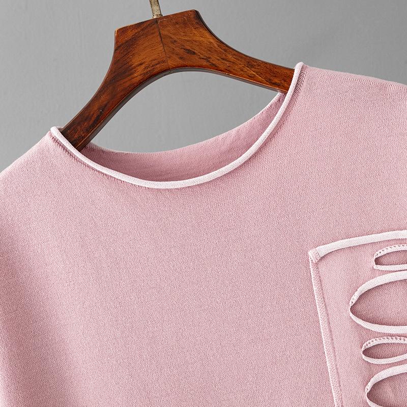 Summer Women's Knitted T-shirt Suit Plus Size Ice Silk Fashion Short-sleeved Top Trousers Casual Two-piece Set