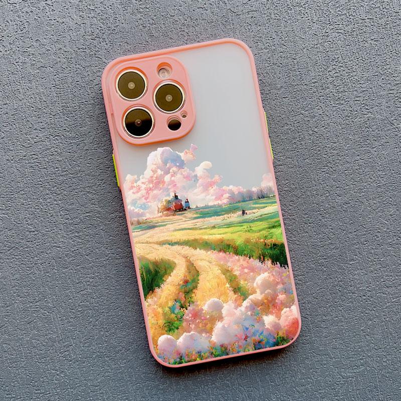 Flower Field Scenery Phone Case For iphone 11 12 13 15 Pro Max Mini 7 8 Plus SE X XR XS 14 Plus Pro Max Shockproof Back Cover