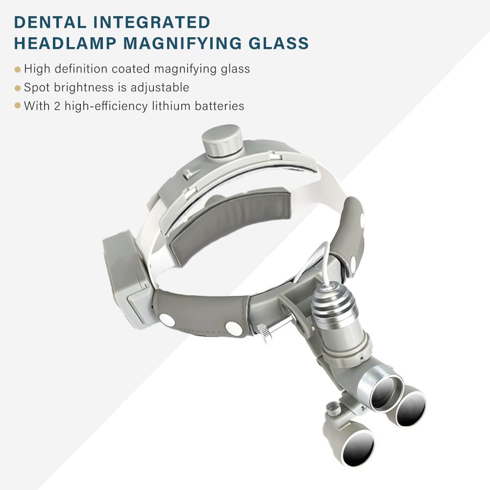 Niceden / Lupa X2.5/X3.5 Cirúrgica Odontológica Lupa Luz de Cabeça Potente 7W LED Brilho Lâmpada de Cabeça Odontológica Luz de Exame Médico Lâmpada
