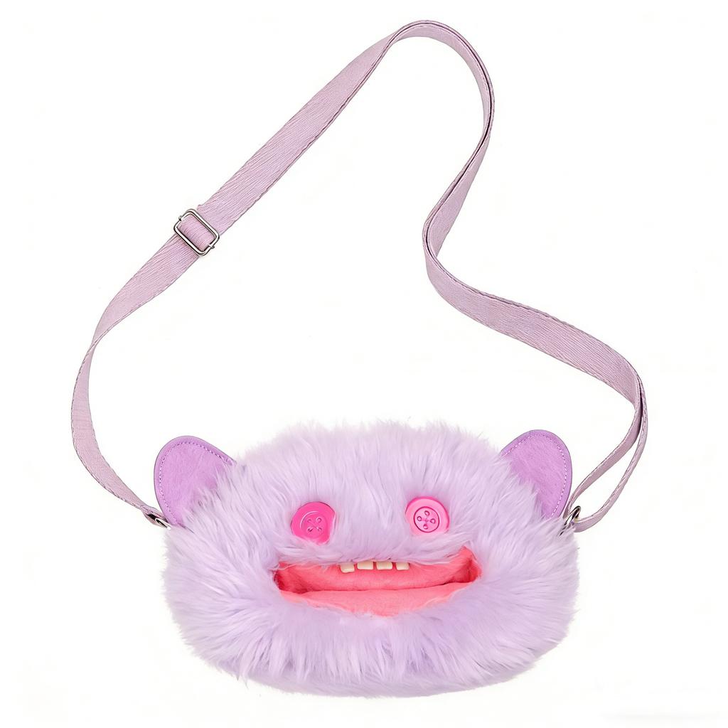 Fluffy Crossbody Bag Wide Eyed Weirdo Screech Dolls Ugly Tooth Monster Plush Toys Big Head Furry Backpack Gifts