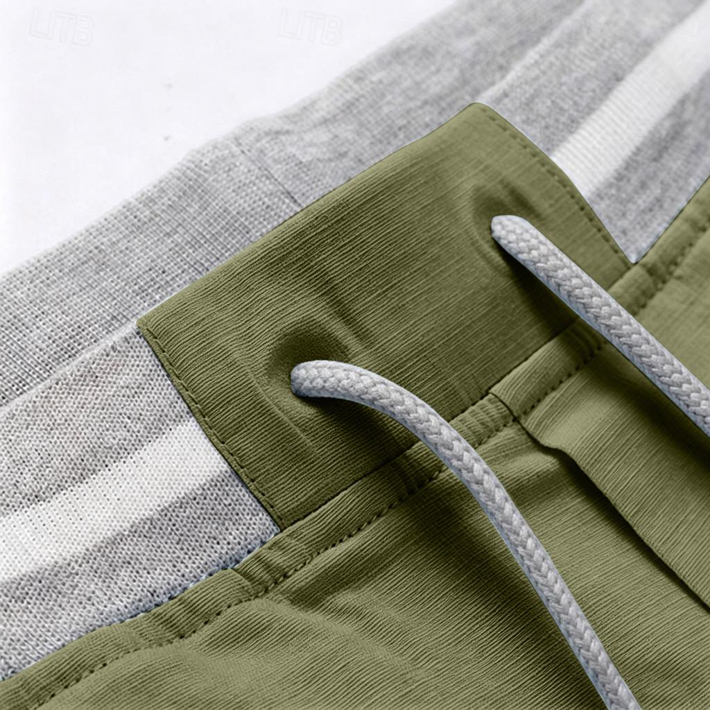Pantalones Cortos Cargo para Hombre con Cintura Elástica y Cordón, Transpirables Casuales de Verano