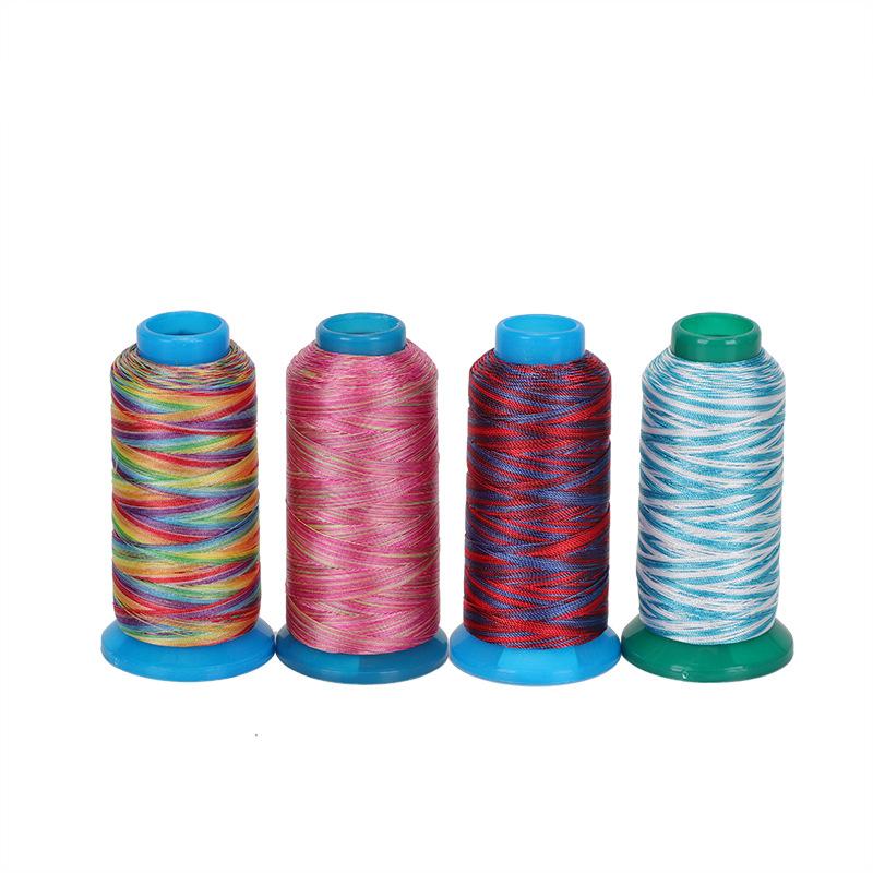 DIY602 Colorful Polyester Cotton Thread, Five-color Segment Dyed Cotton Thread, High-speed Sewing Thread 602 Color Segment Dyed Polyester Silk Thread