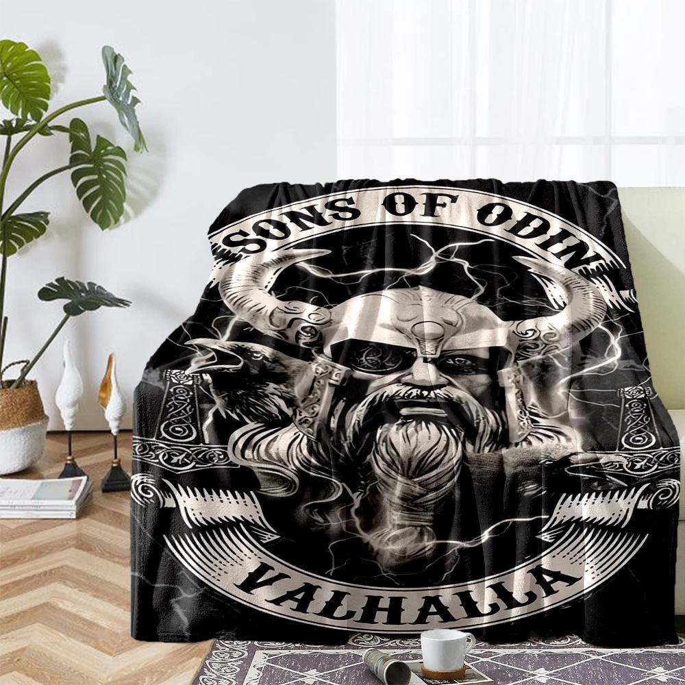 Viking Theme Printed Blanket - Perfect for Couch, Bed, Travel & Outdoor Use | Machine Washable, Cozy & Durable.