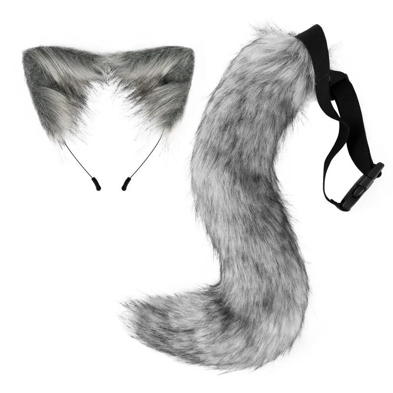New Halloween Party Adjustable Simulation Fox Tail Plush Fox Ears Hair Band Cosplay Anime Exhibition Dress Up Anime Accessories