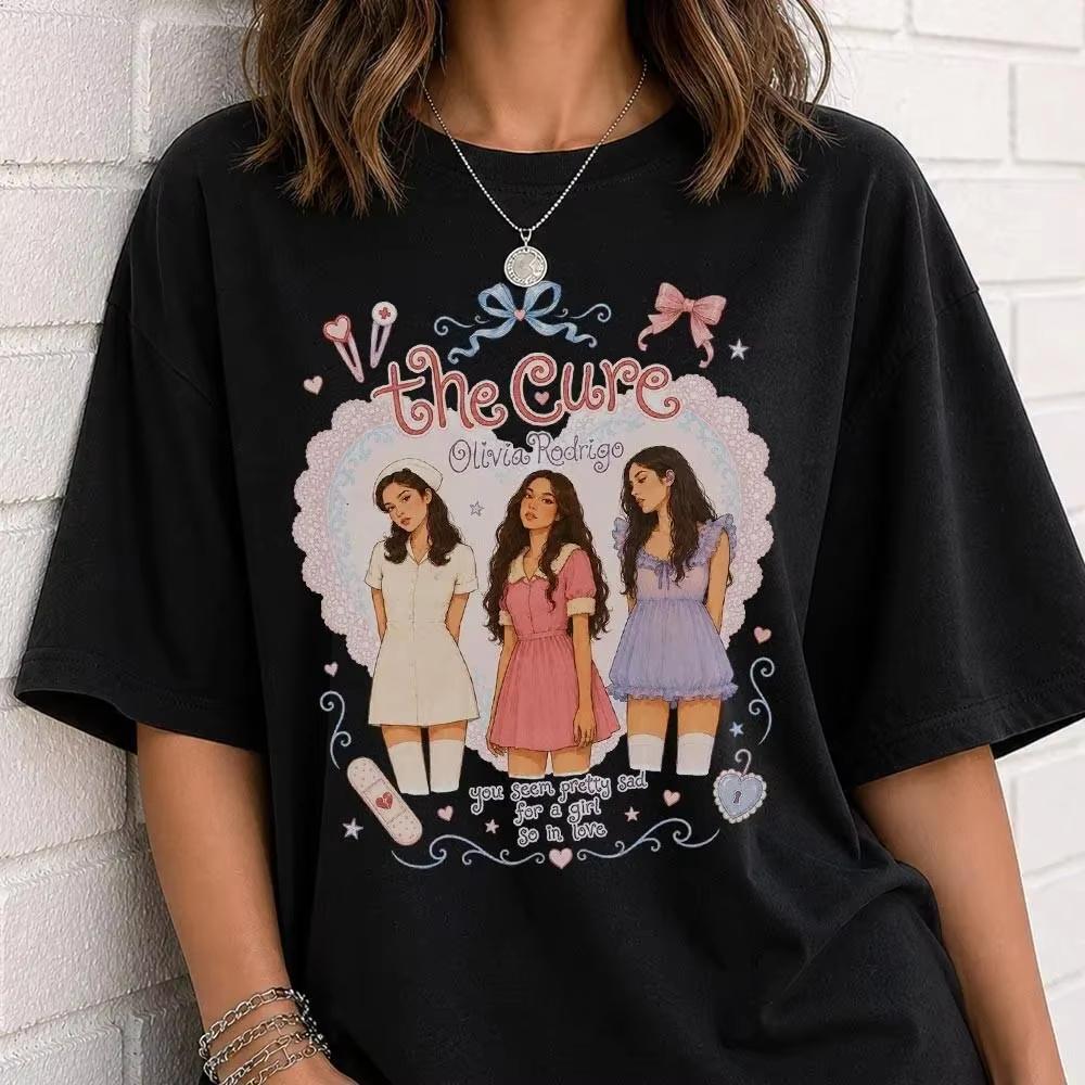 Summer Hot Sale Olivia The Cure Shirt Unraveled Tour 2026 T-shirt Y2K Men Women Cotton Gothic Round T-shirt Breathable and Comfortable Clothes