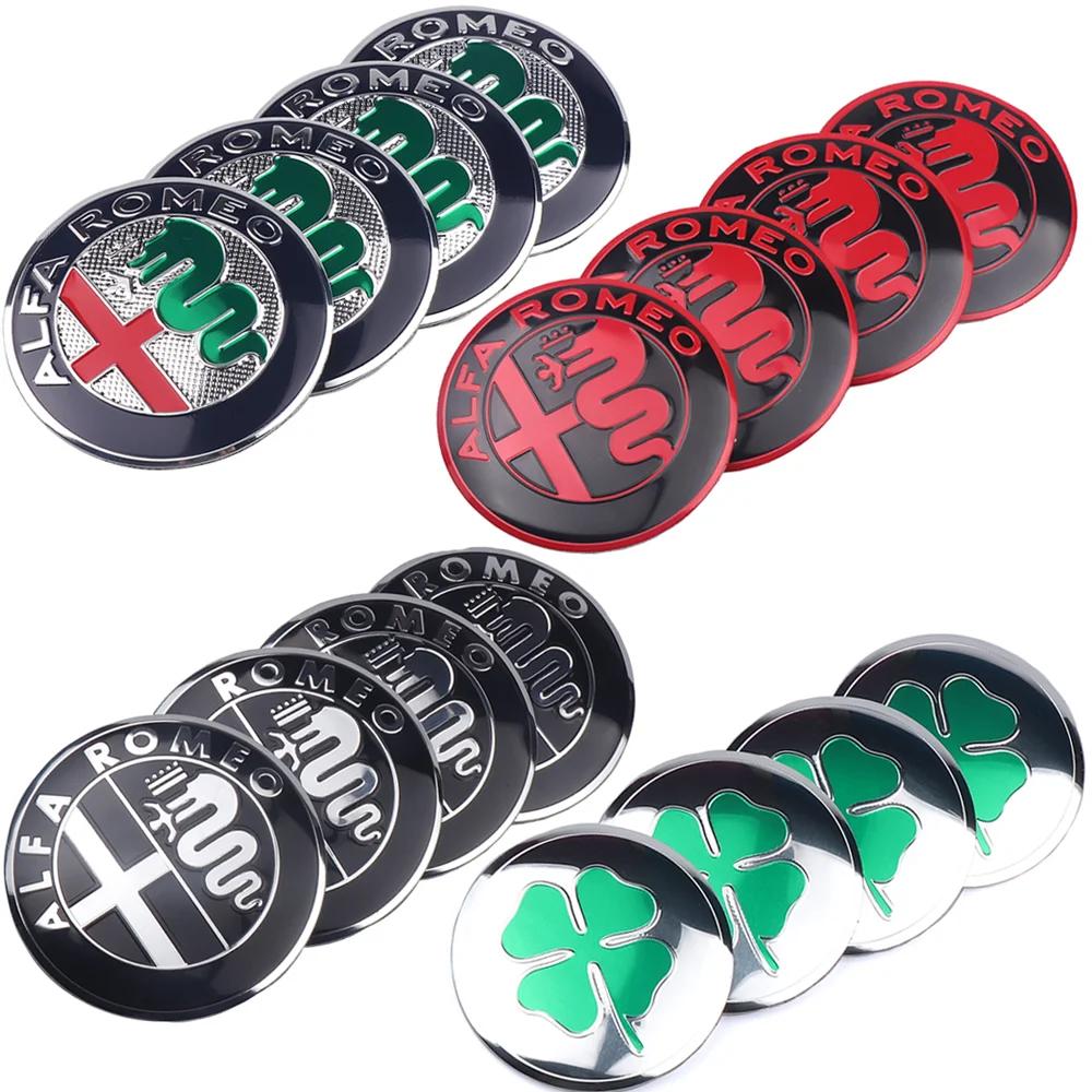 GNLYB1 4PCS 56mm For Alfa Romeo 159 156 Stelvio 147 Sportiva GT Mito Giulia Giulietta Metal Emblem Car Hub Stickers Styling Accessories